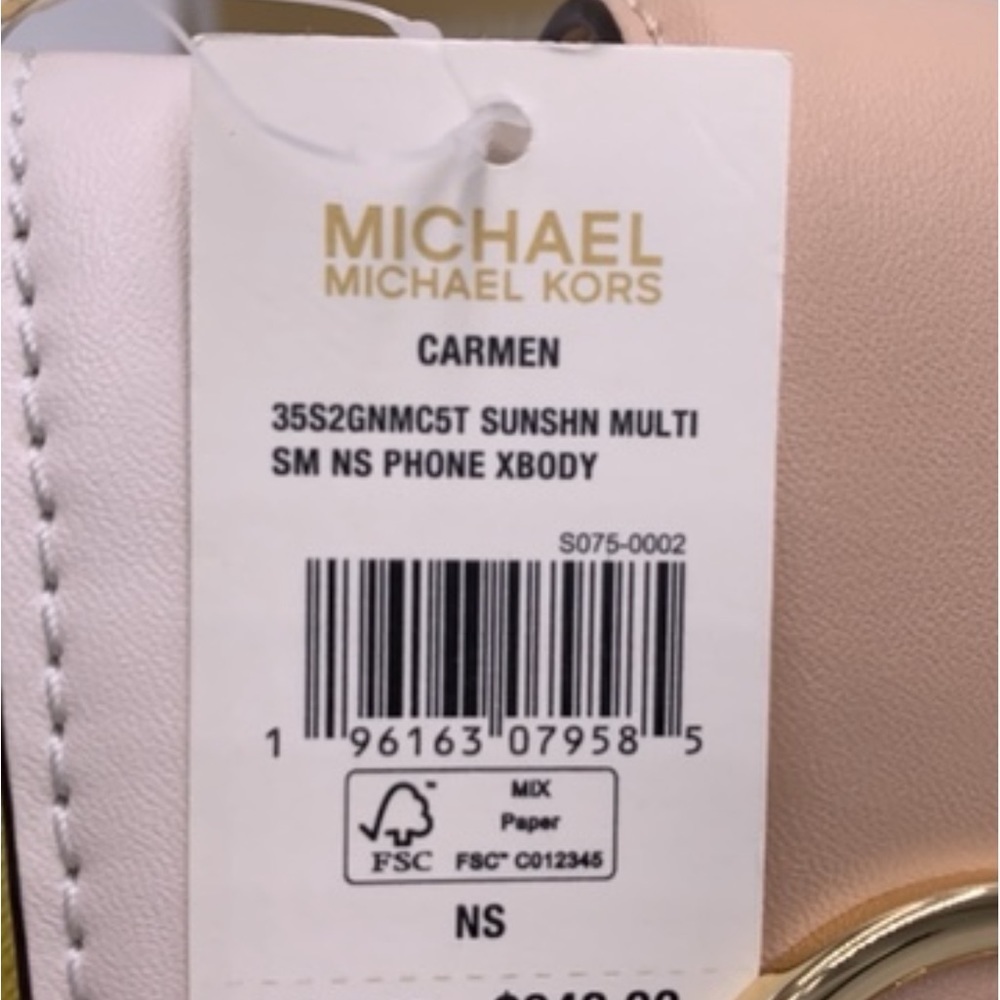 MICHAEL KORS Carmen Small Color-Block  Phone Crossbody Bag Sunshine multi color - Picture 13 of 13